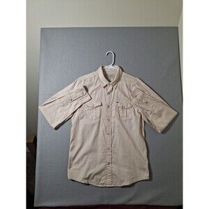 Guess Shirt Men's  Large Slim Fit Light Brown Long Sleeve Pearl Snap Western